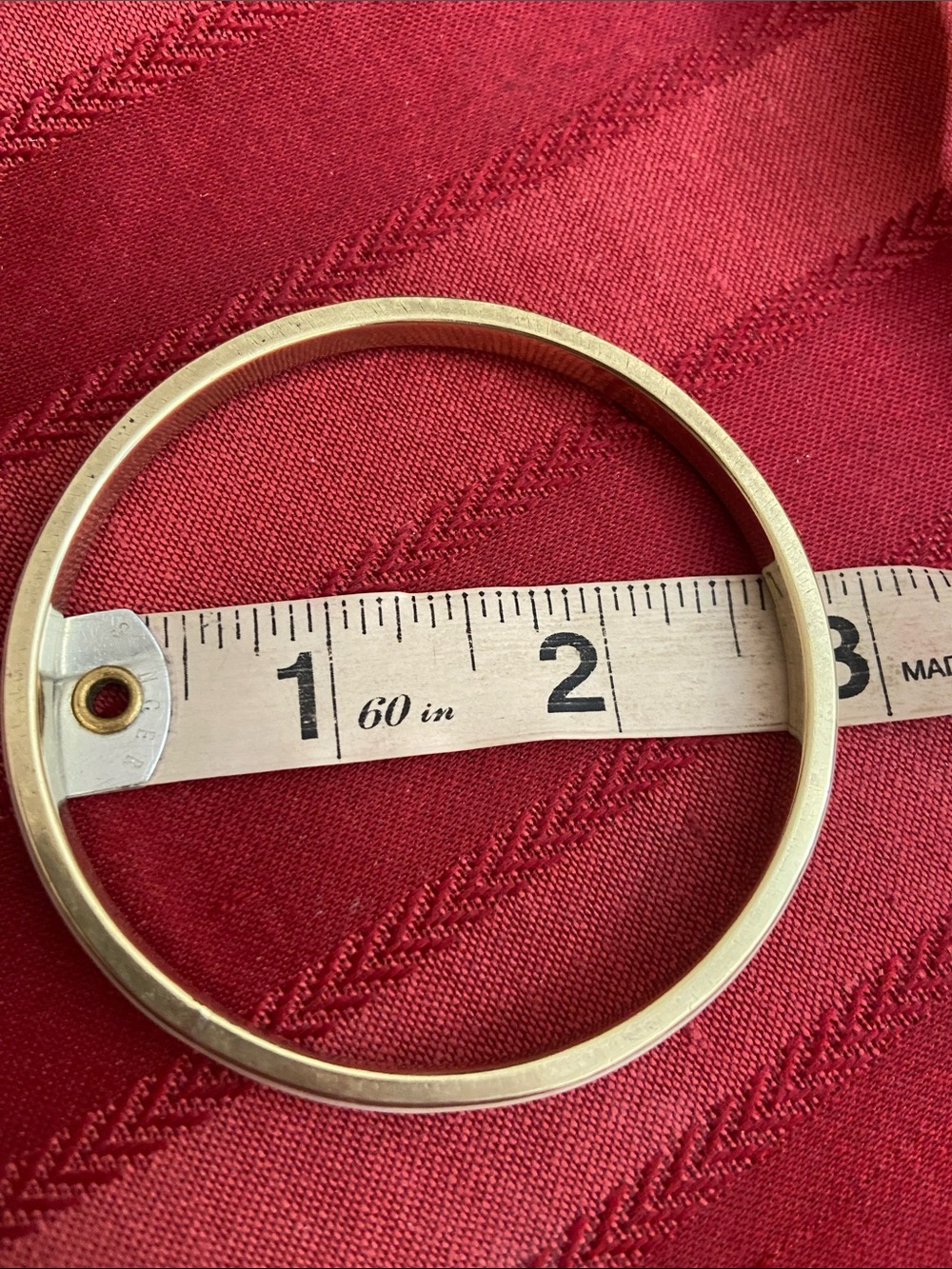 Vintage 70s Bone & Polished Brass Thin Bangle Bracelet - Picture 5 of 7